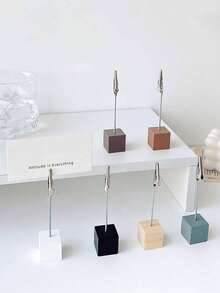 Modern Desktop Photo Clip Holder, Minimalist Wooden Base Memo Stand With Metal Clip, Tabletop Card Display Stand For Photos, Business Cards, Place Cards, Wedding Events, Office Desk Decoration & Home Accessories.Mixed Color - A - View 5