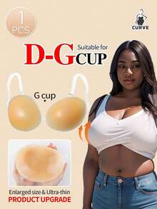 New Upgraded Plus Size Women's Silicone Invisible Bra, With Shoulder Straps, Deep V-Neck Design, Ultra-Thin And Comfortable - Apricot - View 1