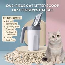 Multifunctional Cat Litter Scoop With Built-In Trash Bag Storage, Large Slotted Cat Litter Scoop With Ergonomic Handle, Portable Easy Clean Litter Box Cleaning Tool For Cats, Pet Waste Removal Accessory, Indoor Cat Supplies, Litter Box Accessories - Grey - View 9