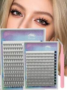 European And American Single-Cluster Hair-Like False Eyelashes In Mixed Style, Naturally Thick And Segmented - View 1