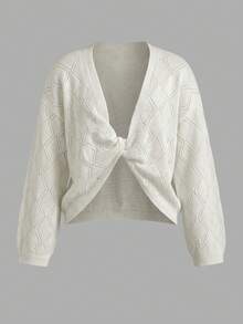 Women's Solid Color Casual Versatile Everyday Knit Top - White - View 7