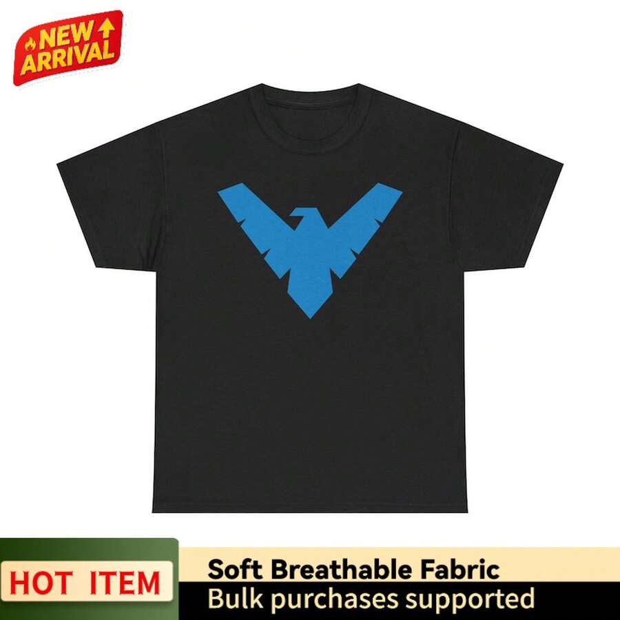 Nightwing Logo Unisex Heavy Tee - Black - View 1
