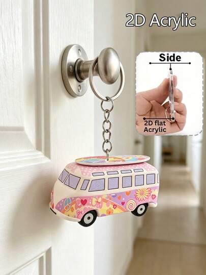 Car-Shaped Bag Charm Keychain, Colorful Acrylic Wallet Accessory, Car Key Ring, Backpack Decoration, Fashion Bag Charm, Daily Decorative Gift, Motorcycle & Car Key Decoration Gift, Suitable For Backpack, Wallet, Phone, Earphones, Car Hanging Decoration, Unique Birthday Gift, Party Gift, Back To School Gift, Teacher's Day Gift, Halloween Gift (2D Acrylic)