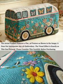Campus Style Bus Forest Butterfly Pattern Pencil Case/Stationery Storage Bag - Multi-Functional Large Capacity Design, Can Be Used To Store Office Supplies, Creative Multi-Functional Pen Box Or Portable Travel Makeup Bag, Suitable For Students And Adults Daily Use, Meets Stationery Storage, Daily Organization, Overnight Travel, Vacation And Gym Storage Needs, Back To School Dorm Essential (2D Pattern, Not Embroidered) - Multicolor - View 6