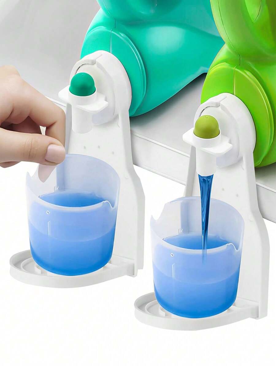 2pcs Universal Laundry Detergent Drip Cup Holder, Anti-Drip Anti-Leak Laundry Soap Softener Bottle Holder Storage Organizer, Prevent Liquid Dripping And Staining, Home Laundry Room Cleaning Storage Tool - Multicolor - View 1