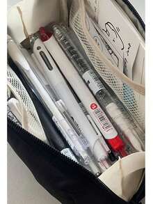 2 Buah Kotak Pensil Warna Polos, Kotak Pensil Minimalis Hitam Tahan Kotor, Tas Penyimpanan Alat Tulis Siswa Kapasitas Besar, Kembali ke Sekolah - A - View 2