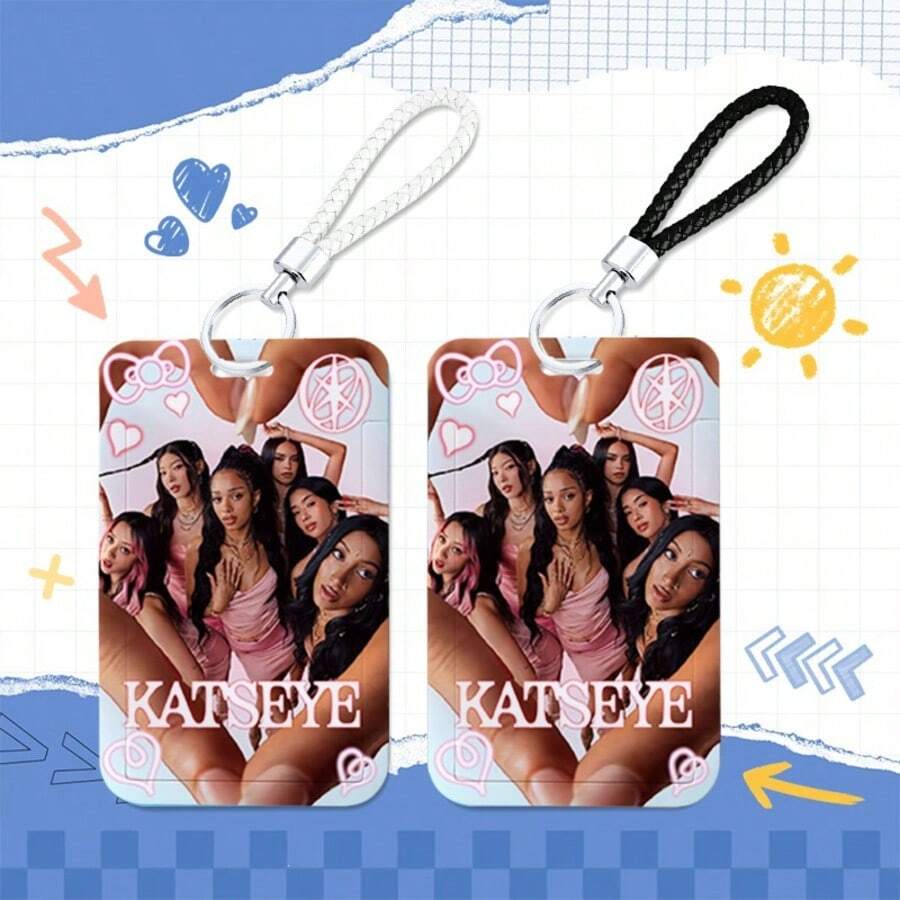 1 pieza (Color de cuerda aleatorio) Tarjetero con cubierta deslizante de empuje y tracción DIY personalizado para álbum de KATSEYE Girl Group, funda protectora de tarjeta para estudiantes de campus