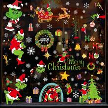 The Grinch 30件組聖誕窗貼，聖誕樹花環標誌 2026新年 | 綠色紅色貼紙貼花裝飾，Stink Stank Stunk 趣味冬季假期居家廚房裝飾 - 多色 - 查看 3