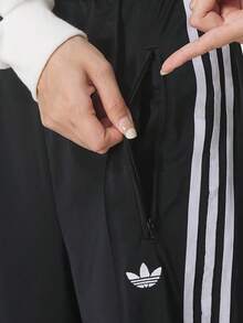 Adidas Women's Wide-Leg Casual Sweatpants Knit Breathable Straight-Leg Pants - Black and White - View 3