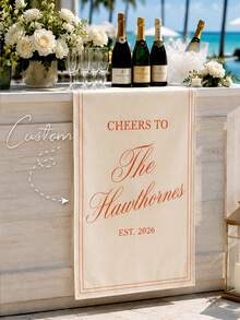 Custom Unique Eternal Wedding Welcome Sign, Fabric Bar Menu Banner, Personalized Name & Date, Romantic Ceremony Gift - Multicolor - View 4