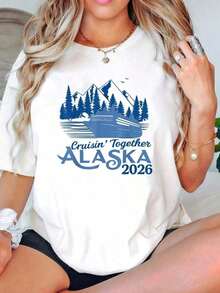 Loose Design/Plus Size 100%Pure Cotton Unisex 1Pieces - 2026Alaska Cruise For Family And Friends T Shirt - Summer Tops Office Attire - 白色 - 查看 7