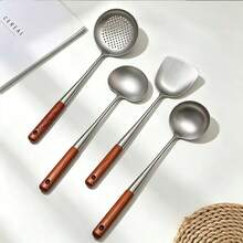 1/4pcs Titanium Chinese Style Cookware Set, Includes Wok, Spatula, Soup Ladle, Skimmer, Suitable For Home, Restaurant, Party And Baking Kitchen Utensils, Christmas Holiday Gift - Multicolor - View 13