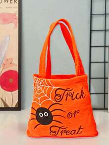 1PC Halloween Non-Woven Fabric Tote Bag, Ghost Festival Costume Prop Handbag, Candy Spider Bat Cat Pumpkin Trick Or Treat Bag, Storage Handbag - Multicolor - View 2