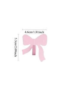 6Pcs Girls Pink Bow Self Adhesive Hooks, Punch-Free Hair Accessories Storage Hooks For Baby Nursery - Multicolor - View 3