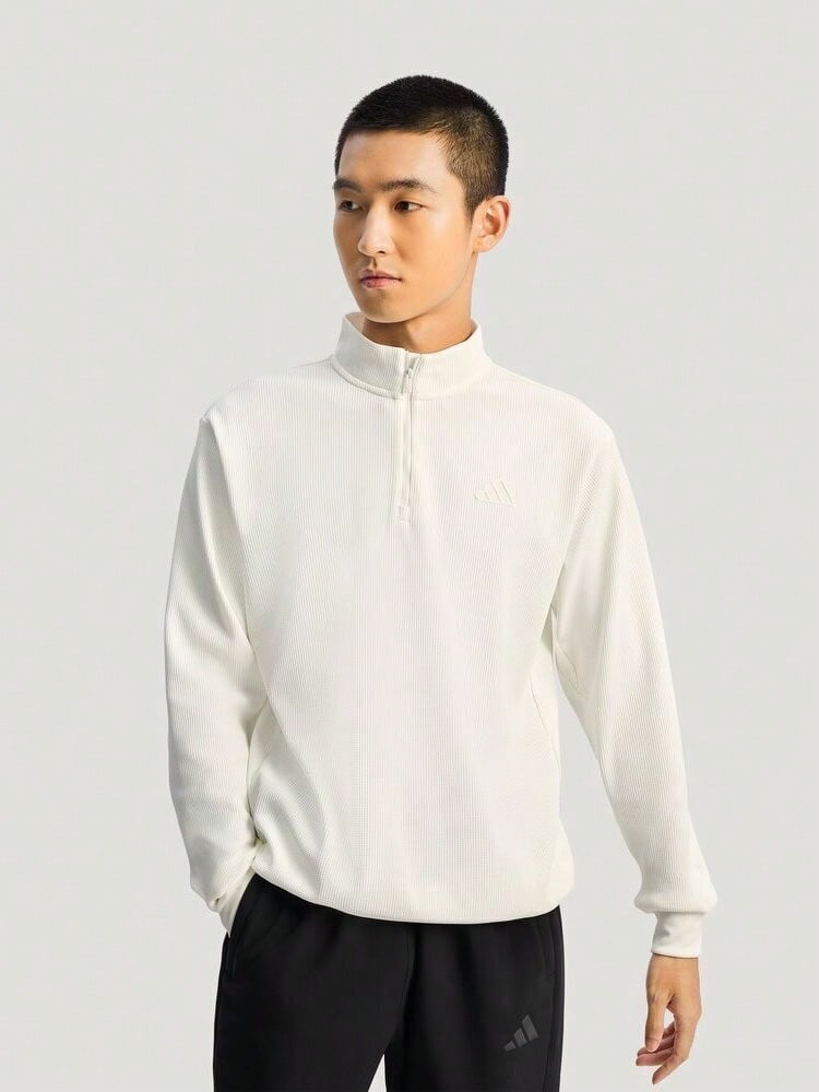 Adidas Men's TH WAFFLE HZ Knit Pullover Sweatshirt KR2553 - White - View 1