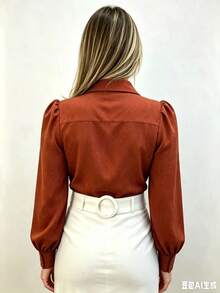 Women Blouses - Burnt Orange - View 2