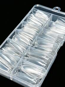 240pcs Extra Long Ballet Nails Wearable Nails Full Coverage Matte Gel Nail Tips Capsule Shaped Fake Nails Nail Art Supplies - Clear - View 4