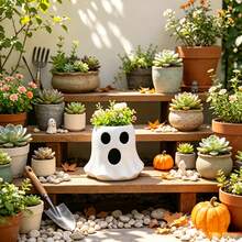 Halloween Decor Ornaments For Home, Outdoor & Office Atmosphere, Cute Ghost Vase & Ghost Flower Pot, Lovely Desktop Minimalist Planter, Ideal Garden Landscape Decor - Multi-color - View 9