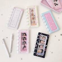 1pc Pastel Star Paw Print 4-Cut Photo Strip Album, Loose-Leaf Photocard Binder With Transparent Display Window, Portable Idol Photostrip Collect Book, Mini Photo Card Storage Holder For Fans, Back To School Supplies,Card Holder - Photo Album - View 4