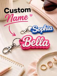 Personalized Name Keychain, Custom Acrylic Key Ring, 3D Letter Keychain, Personalized Bag Charm, Custom Gift, Cute Key Holder Accessory, Birthday Gift - Multicolor - View 7