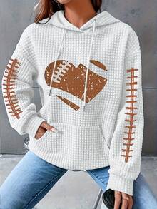 Autumn/Winter Targeted Style Sweet Little Gentleman Relaxed Fit Sweatshirt With Heart Baseball Pattern - White - View 1