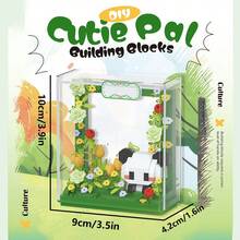 Cute Friends Anniversary Series Set, Adorable Animal Friends Photo Frame Miniature Building Blocks, Cute Bird, Panda, White Rabbit, With Acrylic Display Case, DIY Decoration, Assembled Building Blocks, Building Block Ornament, Suitable For Office Desk And Home Office Decoration. - Multicolor - View 3