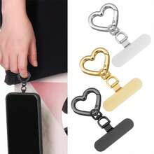 Stainless Steel Heart-Shaped Spring Clip & Lanyard Combination | 360° Rotatable Ultra-Thin Metal Plate, Suitable For Phone Lanyards, Universal Phone Accessory - Multicolor - View 5