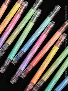 6pcs Dual Color Highlighters, Paradise Pallete Series Flexible Chisel Soft Tip Pastel Color Pens, Smooth Quick-Dry Ink Highlighter For Student Note Taking, Journaling, Textbook Highlighting - Multi Colors - View 7