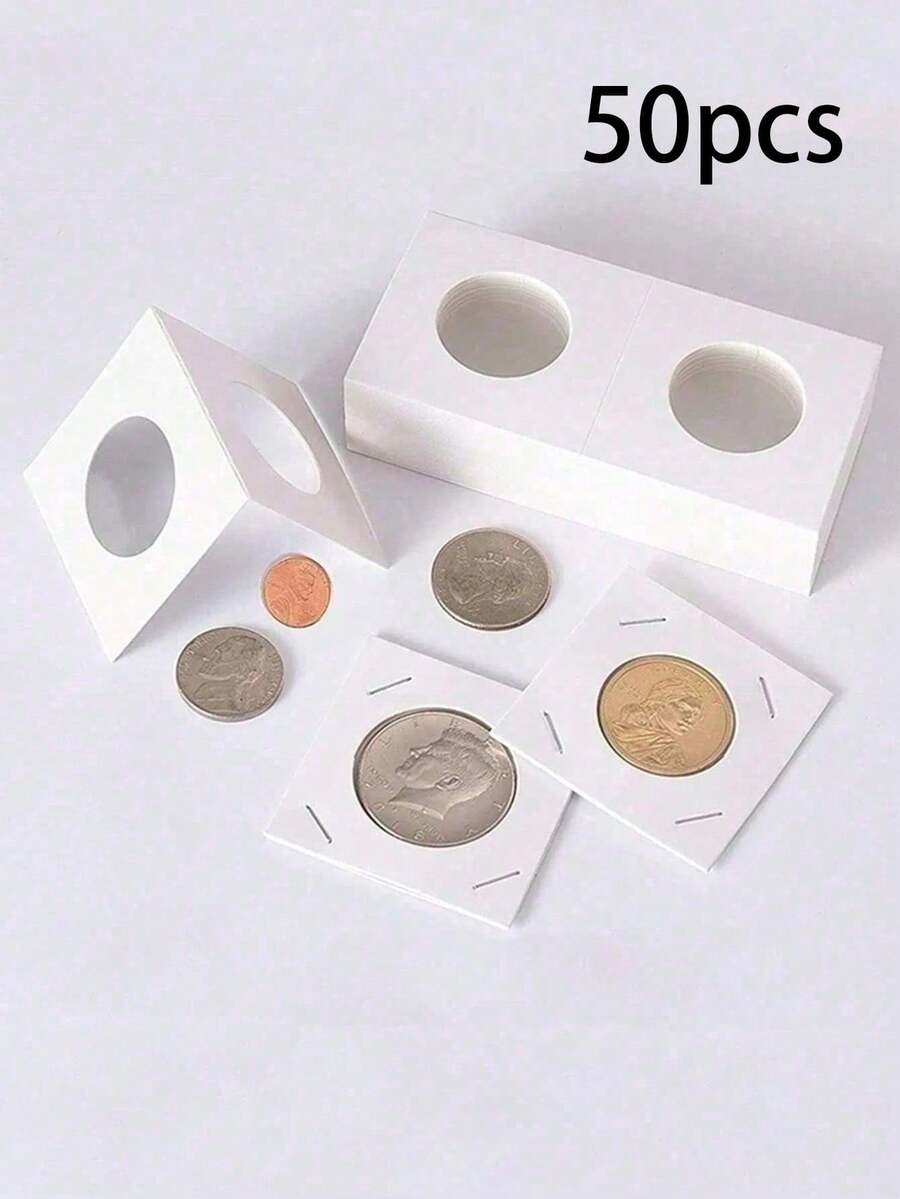50pcs Bronze Coin Collection Box Protective Clips, Multi-Size Display Storage Boxes, Ancient Coin Organizer Storage Rack (Assembly Required) - Multicolor - View 1