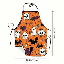 This Halloween-Themed Skull, Ghost And Bat Print Cooking Apron Is Perfect For Kitchen Parties, Durable And Easy To Clean, A Kitchen Essential. Suitable For Cooking, Baking, And Also As A Halloween Gift. - Multicolor - View 5
