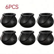 [Mini Crucible Set] 6pcs Mini Crucible Water Bottles - Novelty Water Bottles - Halloween Black Crucible Stand - Witch's Crucible - Crucible Pot Party Gift - (Non-Food Contact), Outdoor Decoration, Room Decoration, Fun Gift - Multicolor - View 1