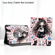 1件翻蓋式桌面平板保護殼，附筆槽，女孩、愛心、貓咪、星星圖案，適用於 Honor 8/9/10/X8/X8A/X9/X8Pro/X9Pro/X9A/ Matepad Pro /Matepad SE 11/Matepad 11/、Apple 10th Gen/ 11 2025 (A16) 和 A9 及其他熱門機型 - 款式23 - 查看 8