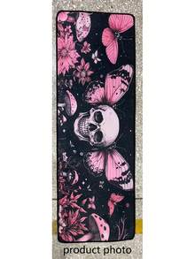 1pc Butterfly Skull Pattern Floor Mat, Kitchen Rug, Kitchen Mat, Kitchen Carpet, Door Mat, Small Rug, Carpet, Runner Rug, Floor Mat, Home Decor, Area Rug, Outdoor Mat, Home Decor, Area Carpet, Bedroom Rug, Washable Carpet - Multicolor - View 3