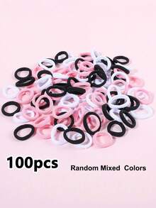 100Pcs Girls Simple Colorful Seamless Non-Damaging Hair Ties Hair Bands Suitable For Daily Use - Multicolor - View 5