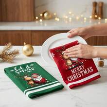 2/4/48pcs Christmas Pattern Kitchen Dish Cloths, Absorbent Cleaning Dish Towels, Restaurant Home Daily Cleaning Towels, Multi-Purpose High Absorbency Kitchen Cleaning Towels - Multicolor - View 4