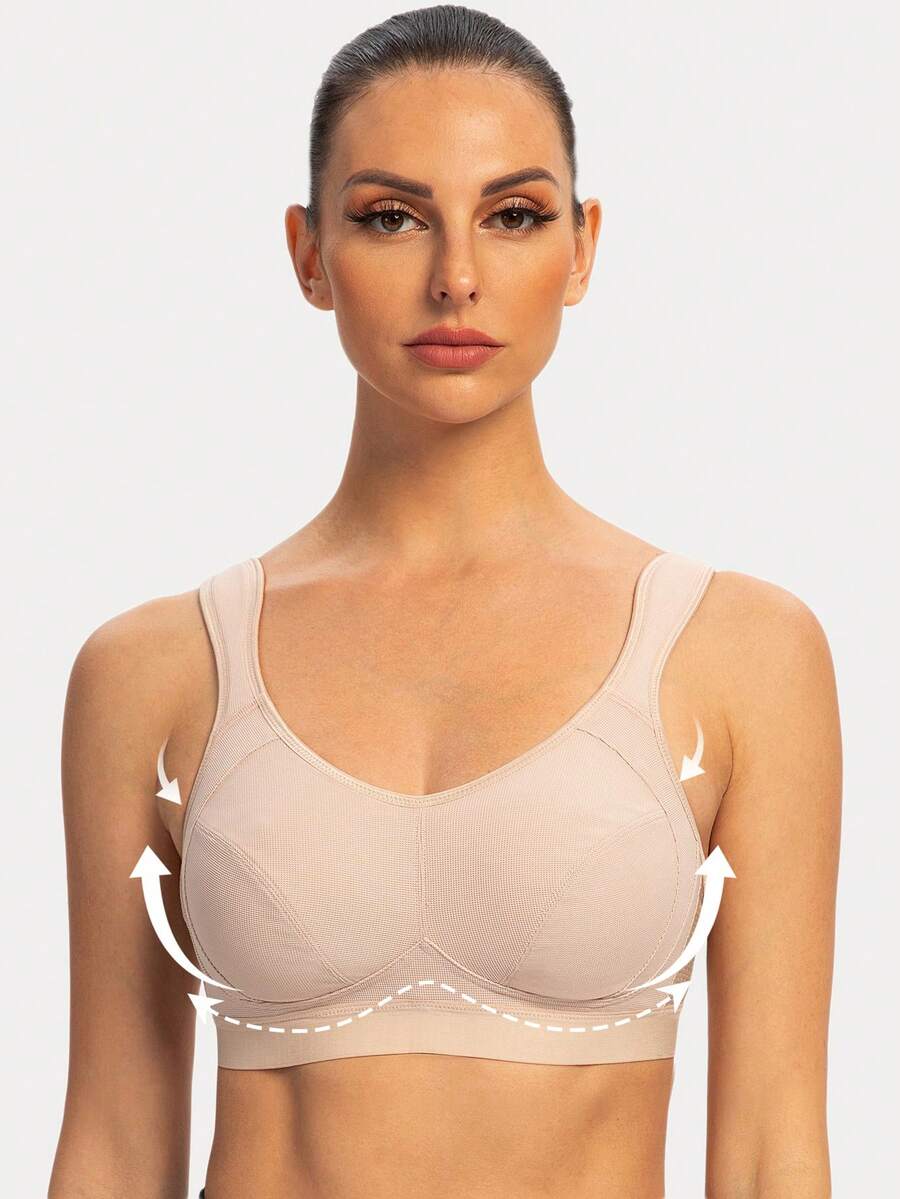 MELENECA Women's High Impact Support Wirefree Bounce Control Plus Size Workout Sports Bra