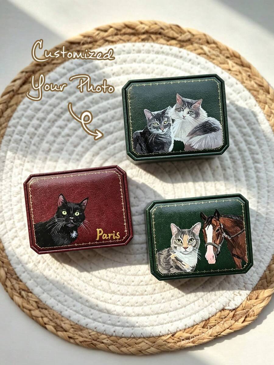 Custom Logo/Name Jewelry Storage Box Square Ring Box Personalized Engraving Necklace And Earring Storage Display Box - Multicolor - View 1