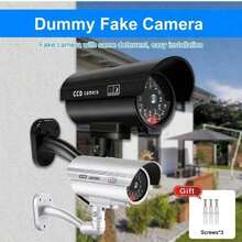 1pc Solar Powered Simulated Security Camera, Anti-Theft Anti-Intrusion, Light Waterproof, Red LED Flashing, Free CCTV Sticker - Multicolor - View 5