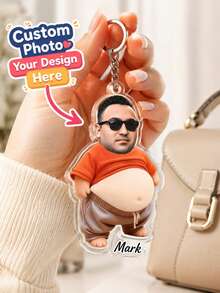 2D Flat, 1pc Custom Acrylic Photo Keychain, Personalized Plush Squishy, Custom Photo. Relax Funny Creative Keychain, Schoolbag Pendant Custom Backpack Decoratiir Valentine's Day Gift For Boyfriend/Girlfriend, Cat And Dog Memorial Gift. - Multicolor - View 3