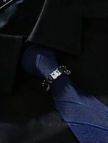 Luxury Curved Multi-Color Zirconia Tie Clip For Men, Business Formal Tie Holder, Gold And Silver Dual-Tone Multi-Color Rhinestone Versatile Tie Accessory, Wedding Banquet Commute Suit Accessory, Exquisite Rhinestone Design Stable Anti-Slip, High-End Men's Suit Outfit Accessory, Multiple Color Options Available - Tie Buckle - View 9