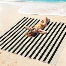 1pc Oversized Classic Striped Sand-Resistant Quick-Dry Beach Towel Mat, Suitable For 1-3 Adults - Lightweight, Durable Polyester Fabric - Perfect For Travel, Camping, Hiking And Leisure Beach Time, Beach Mat, Picnic Mat, Camping Ground Cover - Multicolor - View 6