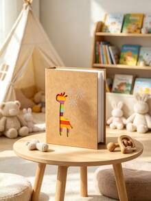 1pc Colorful Hollow Cowhide Paper Photo Album, Decorated With Giraffe, Whale, Eiffel Tower Patterns. Inner Pages Are Insertable White Pages, Can Hold 100 Large Size Laminated Photos (Size 10.16*15.24cm) - Multicolor - View 5