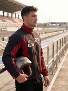 2026 New Autumn/Winter Racing Jacket Men's Lightweight Long Sleeve Motorcycle Jacket Baseball Collar Jacket - Black - View 4
