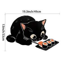 5/2/1pc Japanese Cartoon Black Cat Sushi Ramen Wall Stickers, Colorful Self Adhesive PVC Removable Wall Decals, Kitchen Dining Room Restaurant Cute Aesthetic Home Wall Decor Stickers - Gluttonous Cat - View 11