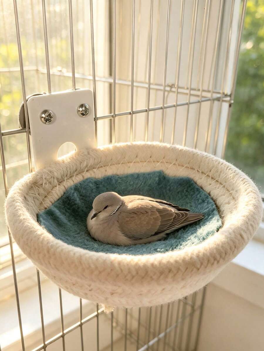 Pet Bird Nest, Hanging Cotton Rope Cave Breeding Cage, Handmade Rope Woven Bird Nest, Small And Medium Bird Nest, Multi-Functional Pet Nest, Perfect Bird Nest For Pet Birds, Easy Installation, Suitable For Cockatoos, Parrots, Lovebirds, Budgies, Etc., Great Gift For Bird Lovers, Halloween Gift, Teacher's Day Gift (Assembly Required) - A - View 1