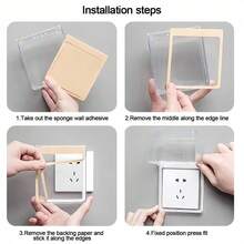 Protector de interruptor montado en la pared, caja plástica grande autoadhesiva impermeable para enchufes, caja a prueba de salpicaduras tipo 86 para baño - transparente - Ver 9