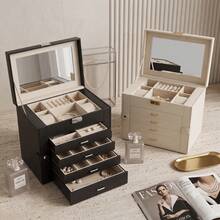 KYPHIREL SONGMICS 6-Layer/5-Layer Jewelry Storage Box With 5 Drawers, Large Capacity, With Mirror, Lockable, Jewelry Organizer Box, Gift For Loved Ones, Suitable For Earrings, Rings, Necklaces, Watches, White, Black, Gray - Multicolor - View 4