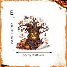 1pc Cute Halloween Static Window Cling, Witch Crow, Candy Skull, Spooky Ghost Tree, Reading Wizard Ghost Design, Removable Waterproof Sticker, Suitable For Front Door, Bedroom, Living Room, Autumn Thanksgiving Holiday Party Decoration - Multicolor - View 16
