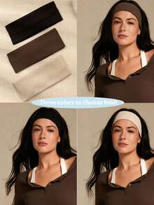 3pcs Women's Wide Headbands, Non-Slip Elastic Sweat-Absorbing, Suitable For Yoga, Fitness And Sports, Soft Neutral Color Hair Accessories, Autumn Style - Multicolor - View 5