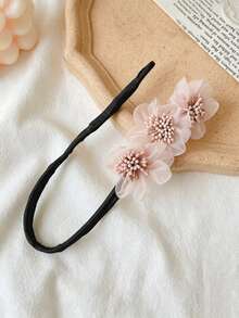1pc Gentle Organza Flower Slouchy Hair Bun , Elegant Pearl Petal Design, Easy Korean-Style Bun Hair Styling, Quick Twist Hair Stick, No Hair Damage, Versatile Vintage Silk Chiffon Hair Accessory For Daily Commute, Spring/Summer Outfits, Sweet Back-Of-Head Hair Tie, Atmosphere-Enhancing Gentle Look - A - View 15